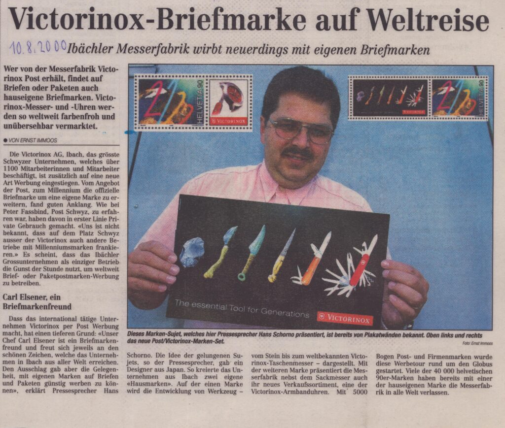 Eigene Briefmarke, Ernst Immoos, Bote der Urschweiz, 2000, ZeVic8