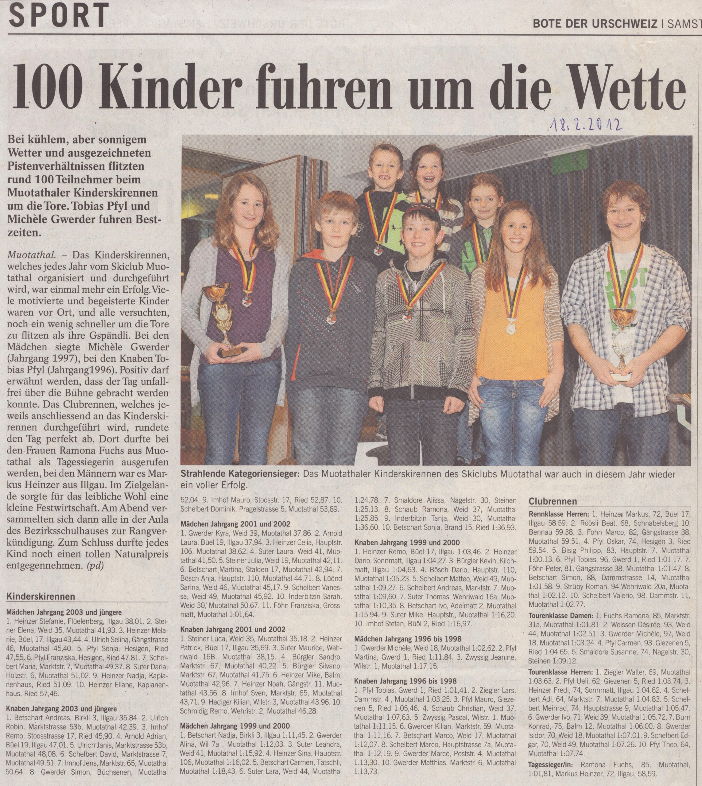 Kinderskirennen
Muotathal Pd, Bote der Urschweiz, 2012, Ze126