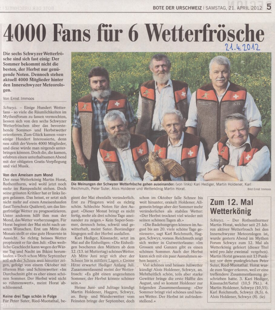 Versammlung
Ernst Immoos, Bote der Urschweiz, 2012, Ze128