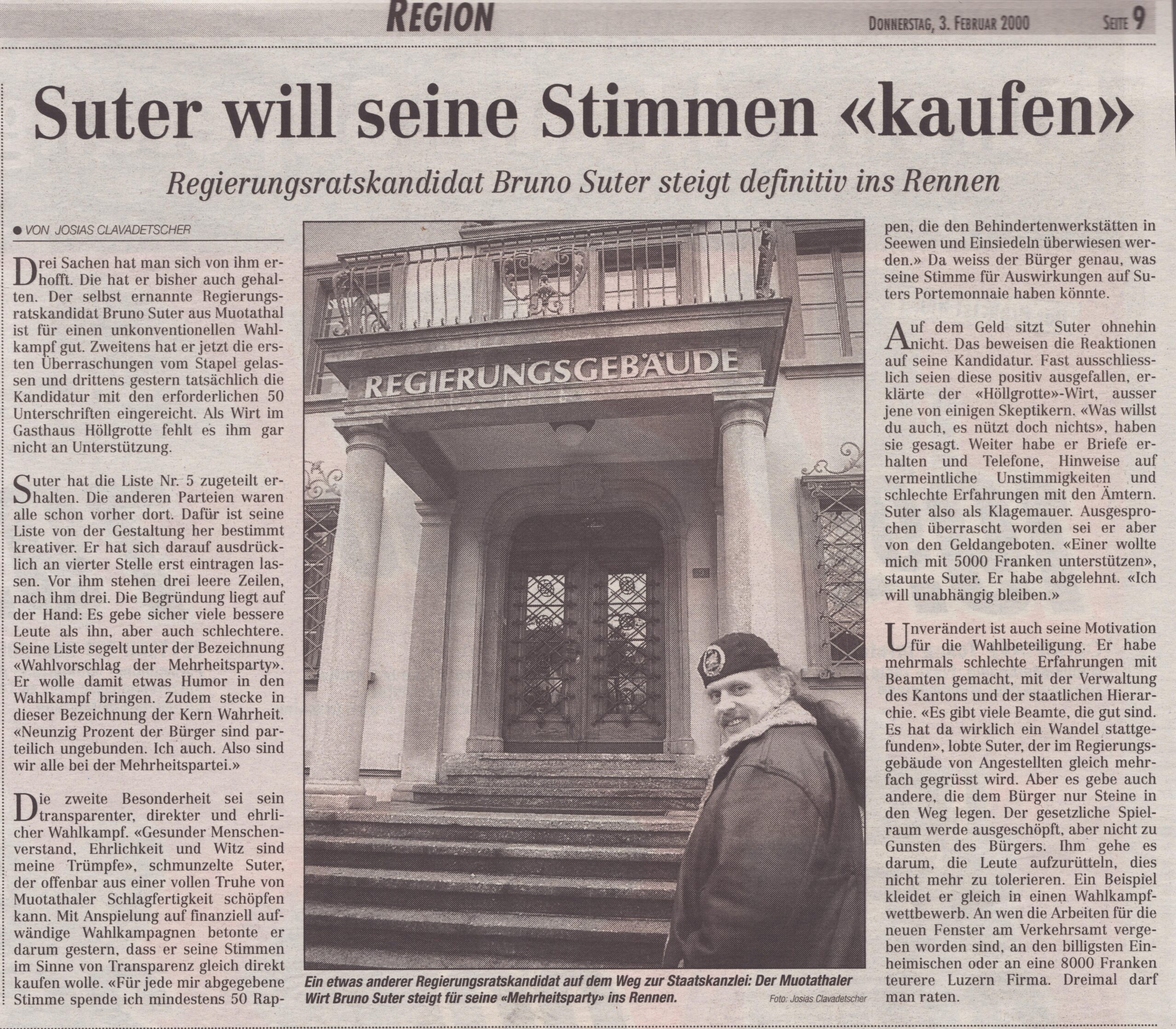 Höllgrotte Brünel
Josias Clavadetscher, Bote der Urschweiz, 2000, Ze130