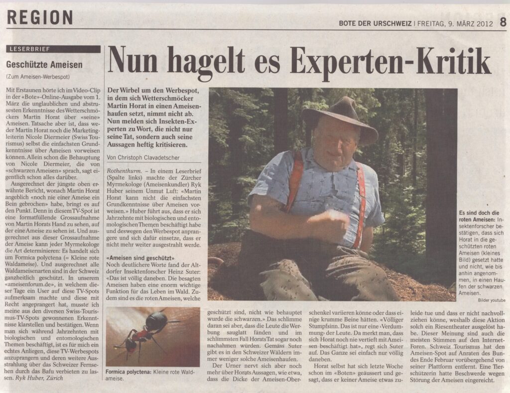 Horat in der Kritik
Christoph Clavadetscher, Bote der Urschweiz, 2012, Ze134