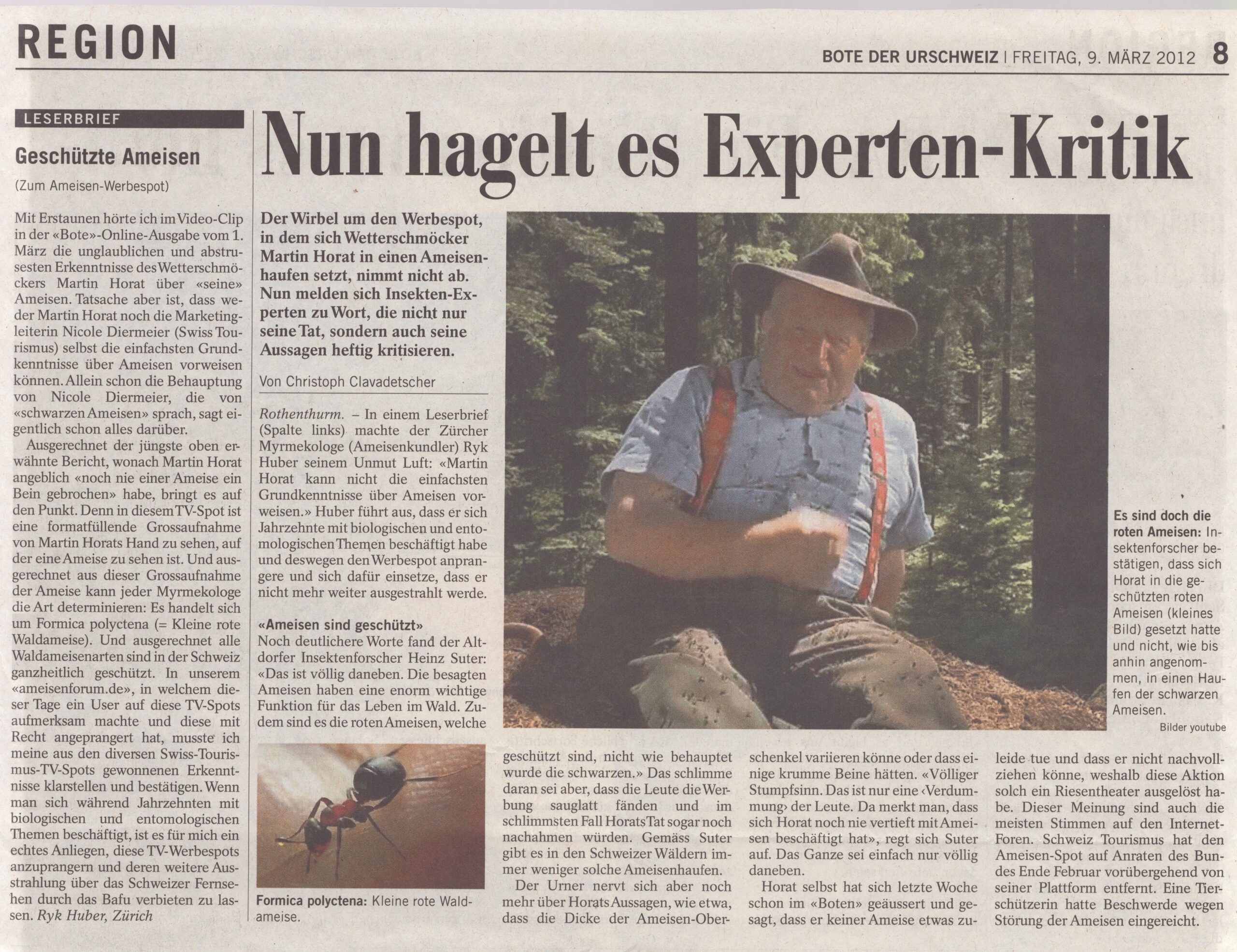 Horat in der Kritik
Christoph Clavadetscher, Bote der Urschweiz, 2012, Ze134