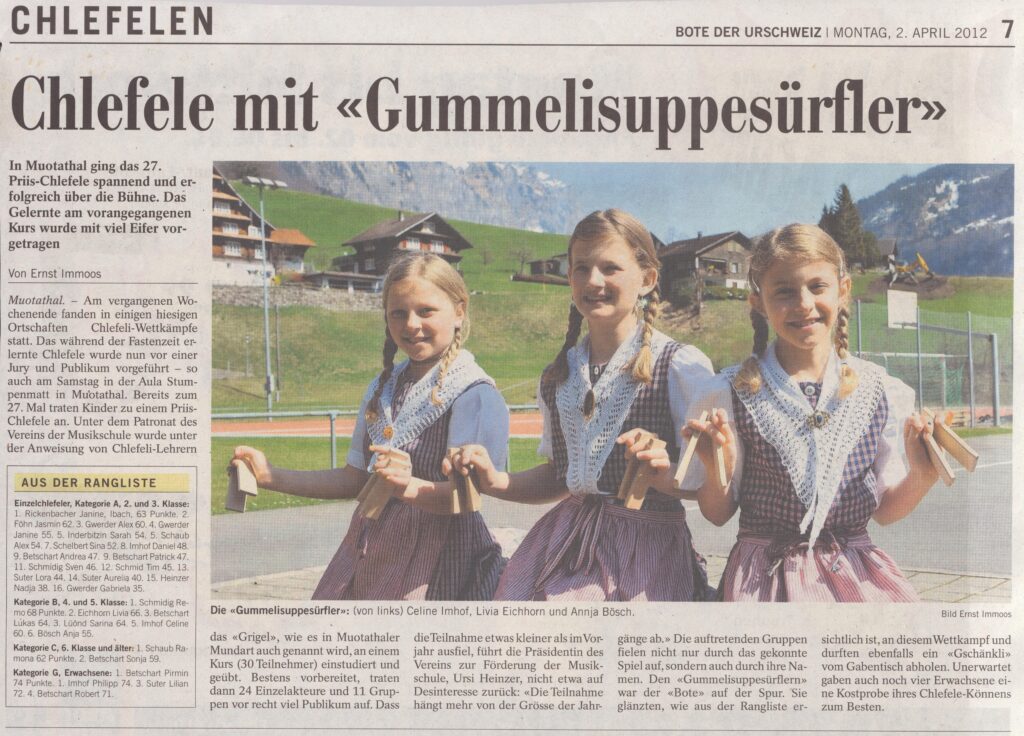 Chlefele Muotathal
Ernst Immoos, Bote der Urschweiz, 2012, Ze142