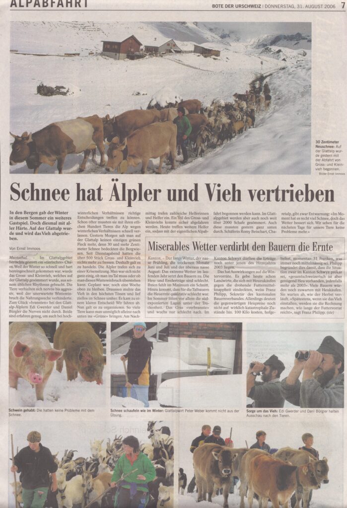 Alpabfahrt Glattalp
Ernst Immoos, Bote der Urschweiz, 2006, Ze149