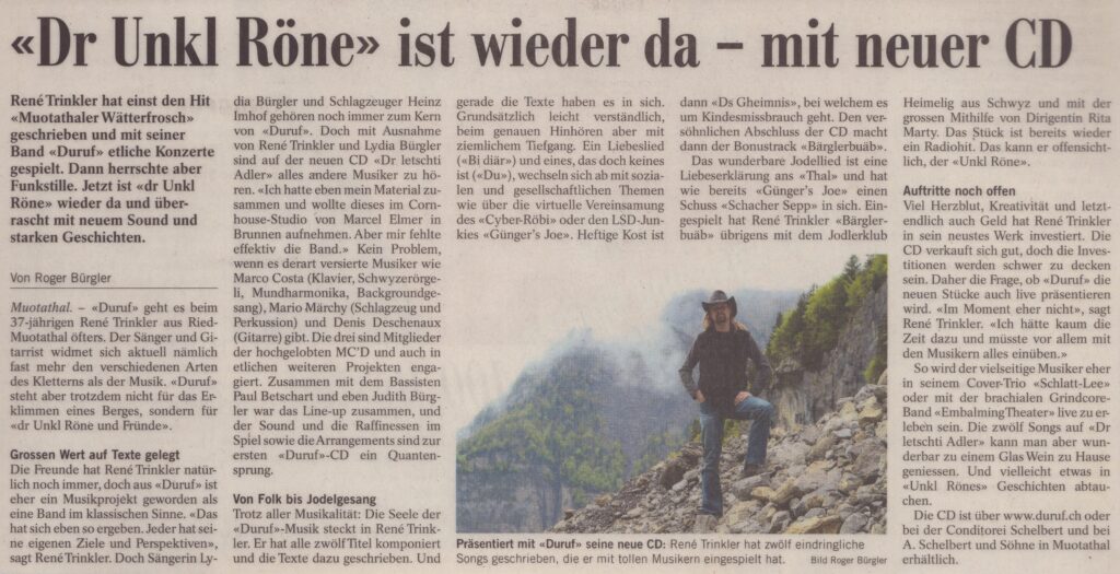 René Trinkler
Roger Bürgler, Bote der Urschweiz, Jahr nicht bekannt, Ze161