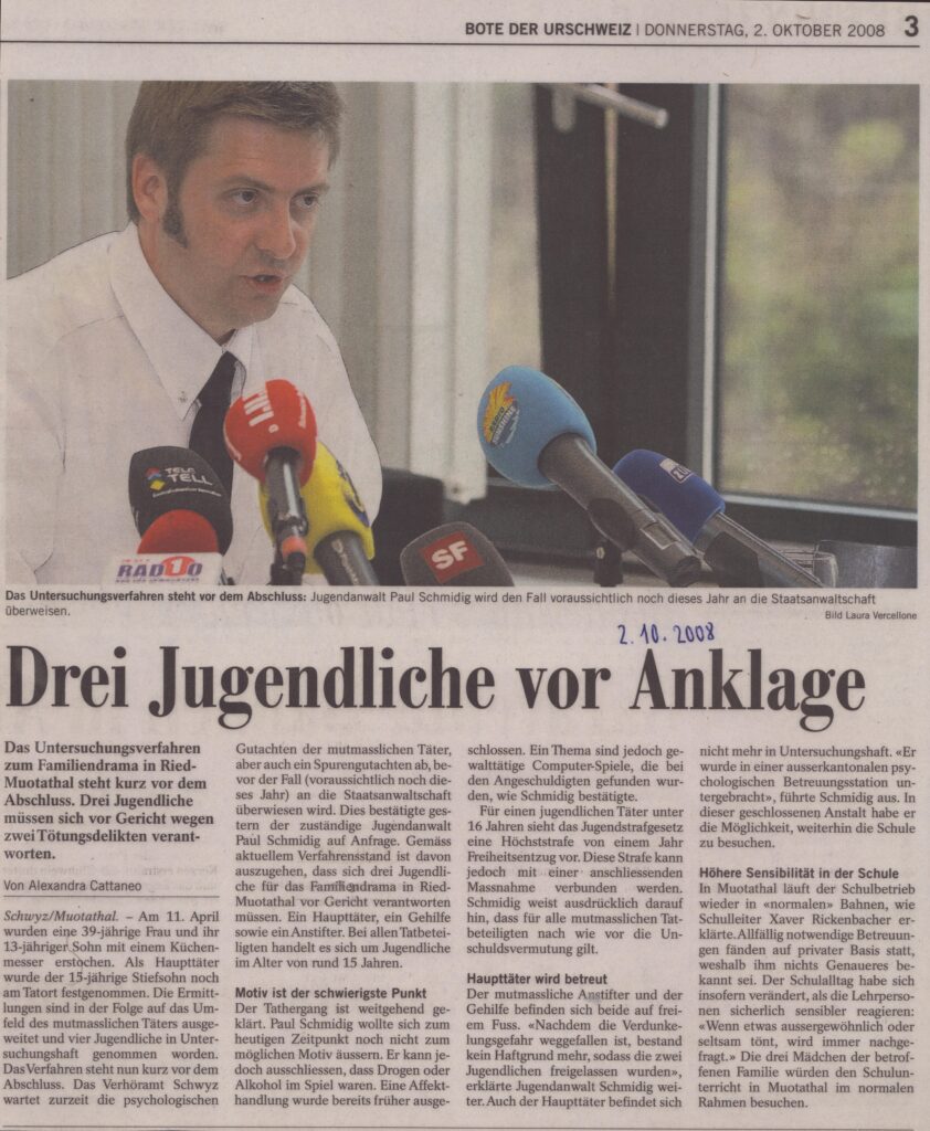 Mordfall Ried
Alexandra Cattaneo, Bote der Urschweiz, 2008, Ze163