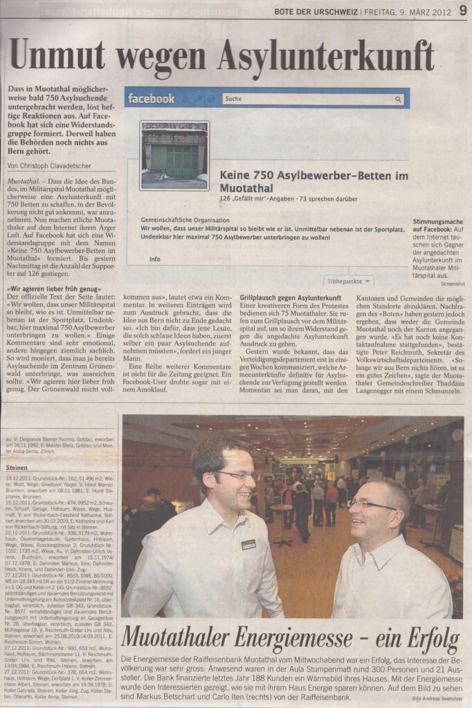 bei Militärspital
Christoph Clavadetscher, Bote der Urschweiz, 2012, Ze164