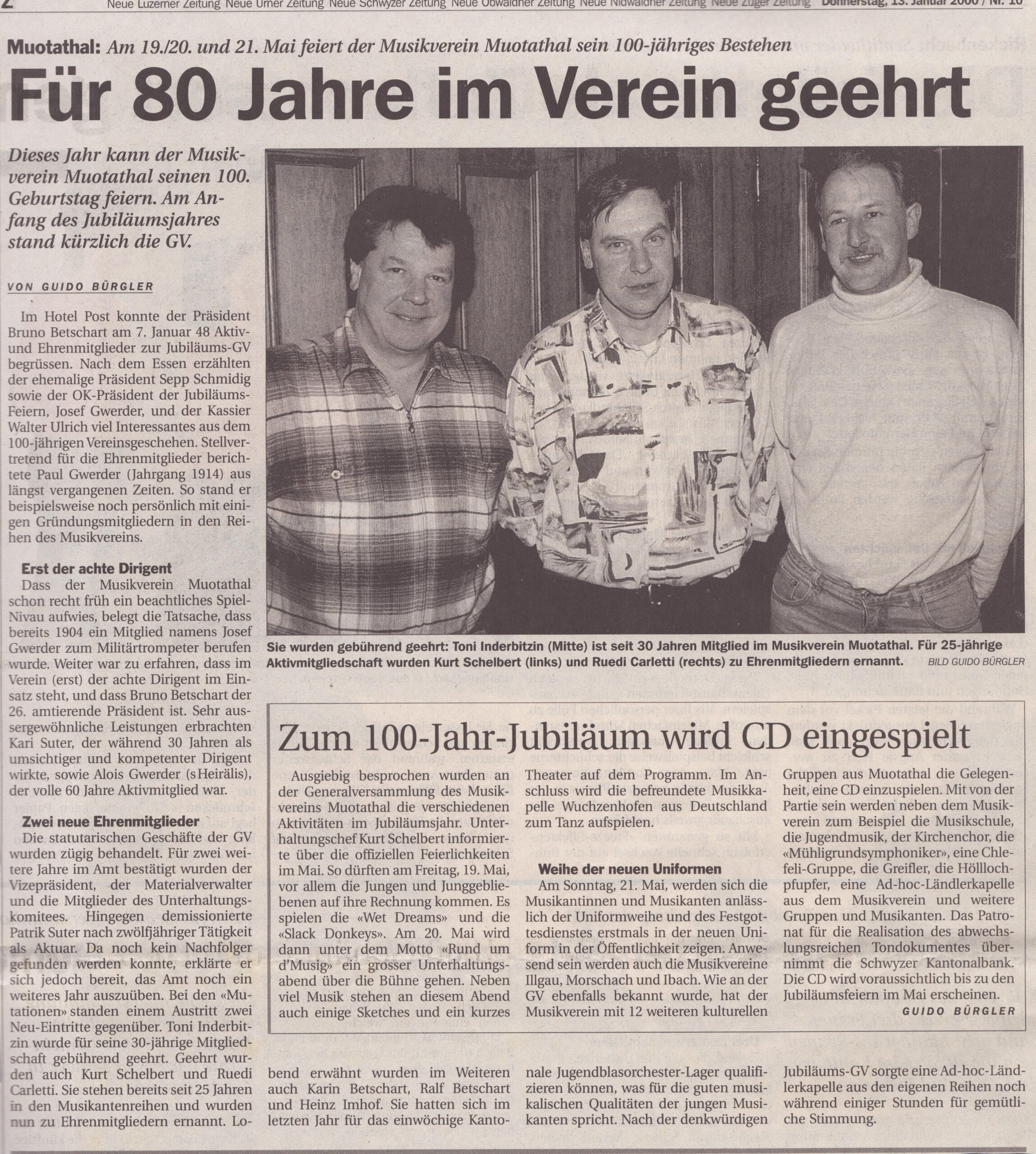 Musikverein Muotathal
Guido Bürgler, Schwyzer Zeitung, 2000, Ze165
