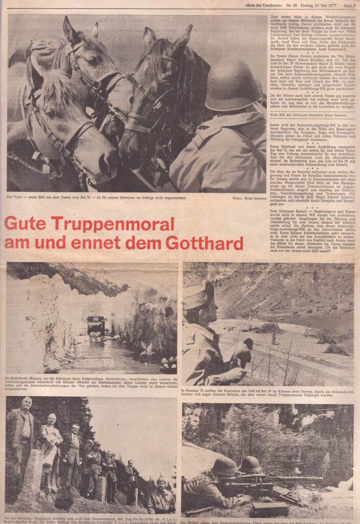 Schwyzer Soldaten im WK
Ernst Immoos, Bote der Urschweiz, 1977, Ze169