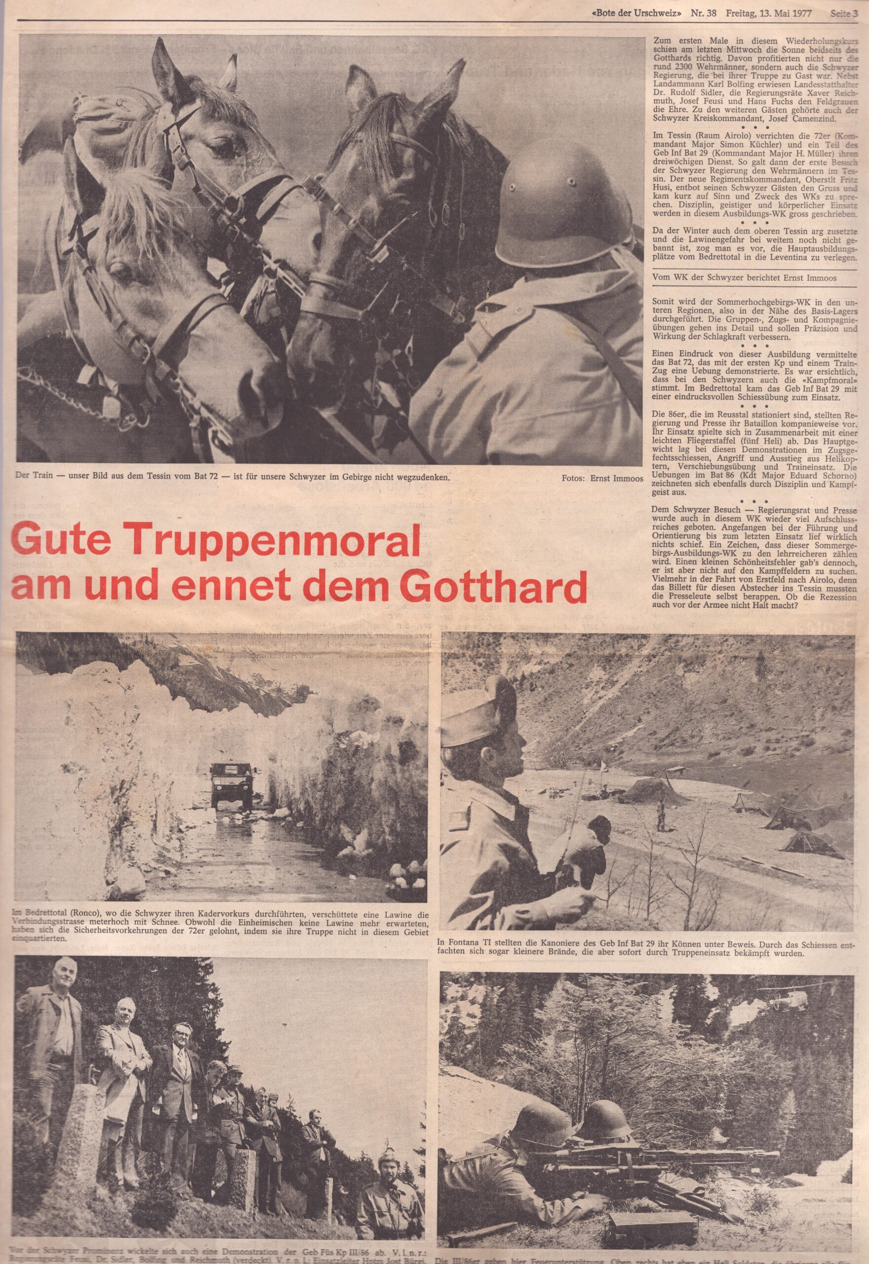 Schwyzer Soldaten im WK
Ernst Immoos, Bote der Urschweiz, 1977, Ze169