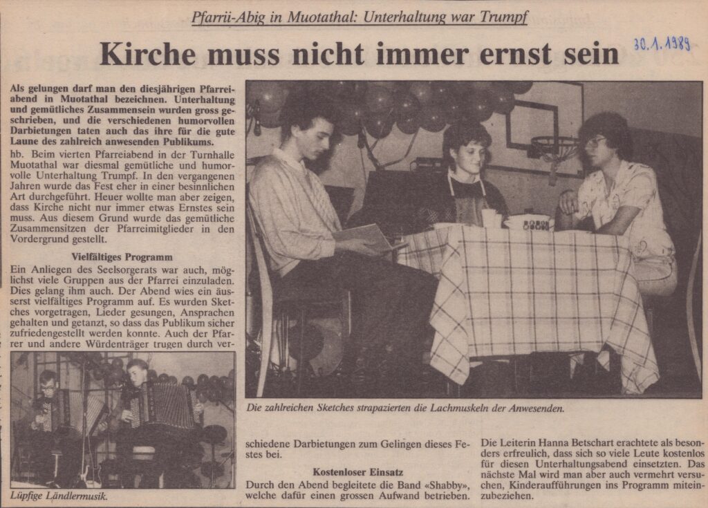 Pfarrei-Abend
hb, Bote der Urschweiz, 1989, Ze170