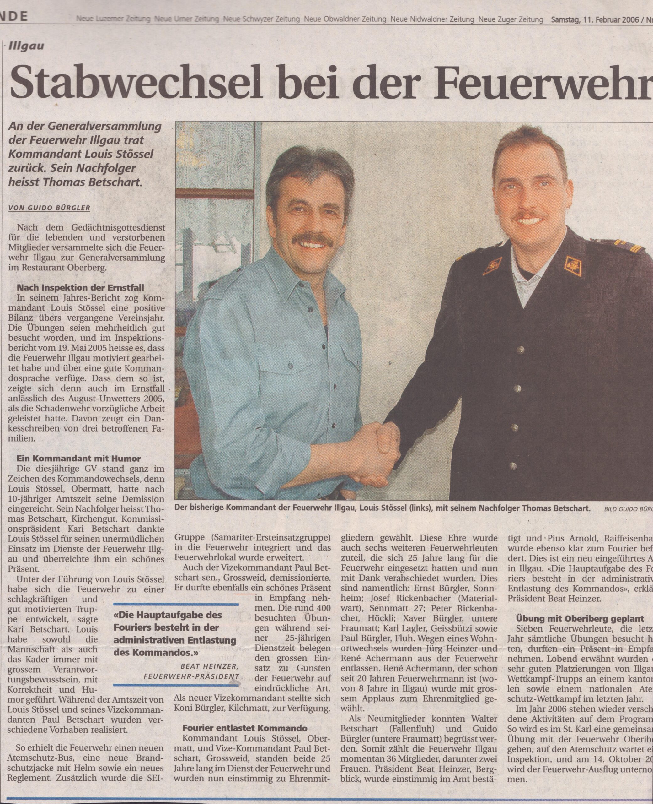 Feuerwehr Illgau
Guido Bürgler, Schwyzer Zeitung, 2006, Ze172