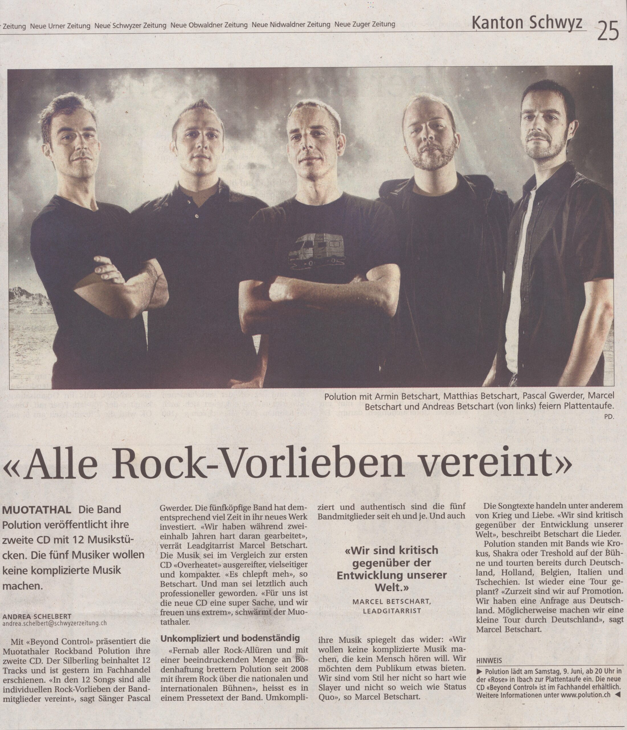 Band Polution
Andrea Schelbert, Schwyzer Zeitung, 2012, Ze183