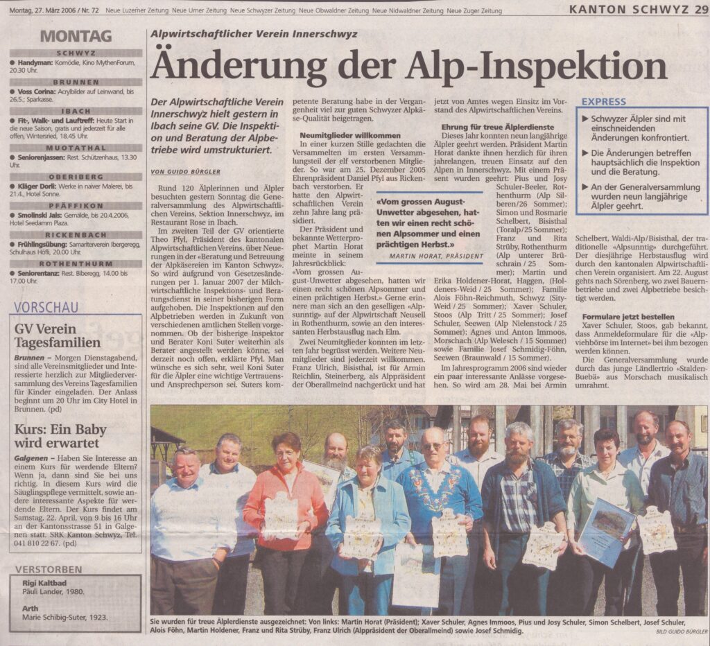 Alpwirtschaftsverein
Guido Bürgler, Schwyzer Zeitung, 2006, Ze185