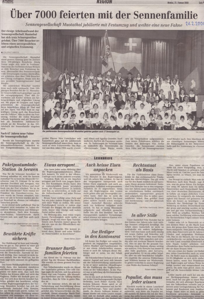 Sennenchilbi Muotathal
Ernst Immoos, Bote der Urschweiz, 2000, Ze186