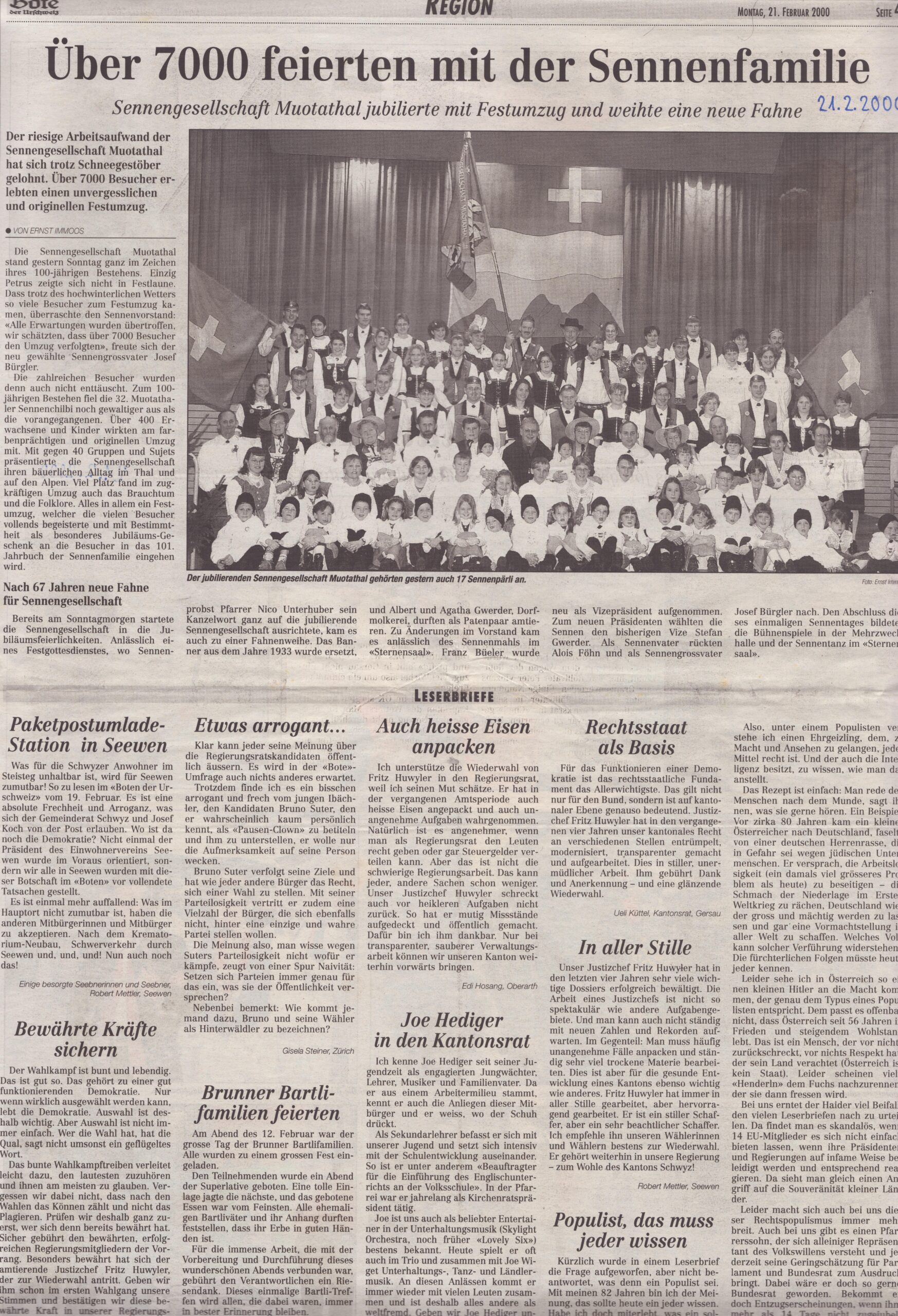 Sennenchilbi Muotathal
Ernst Immoos, Bote der Urschweiz, 2000, Ze186