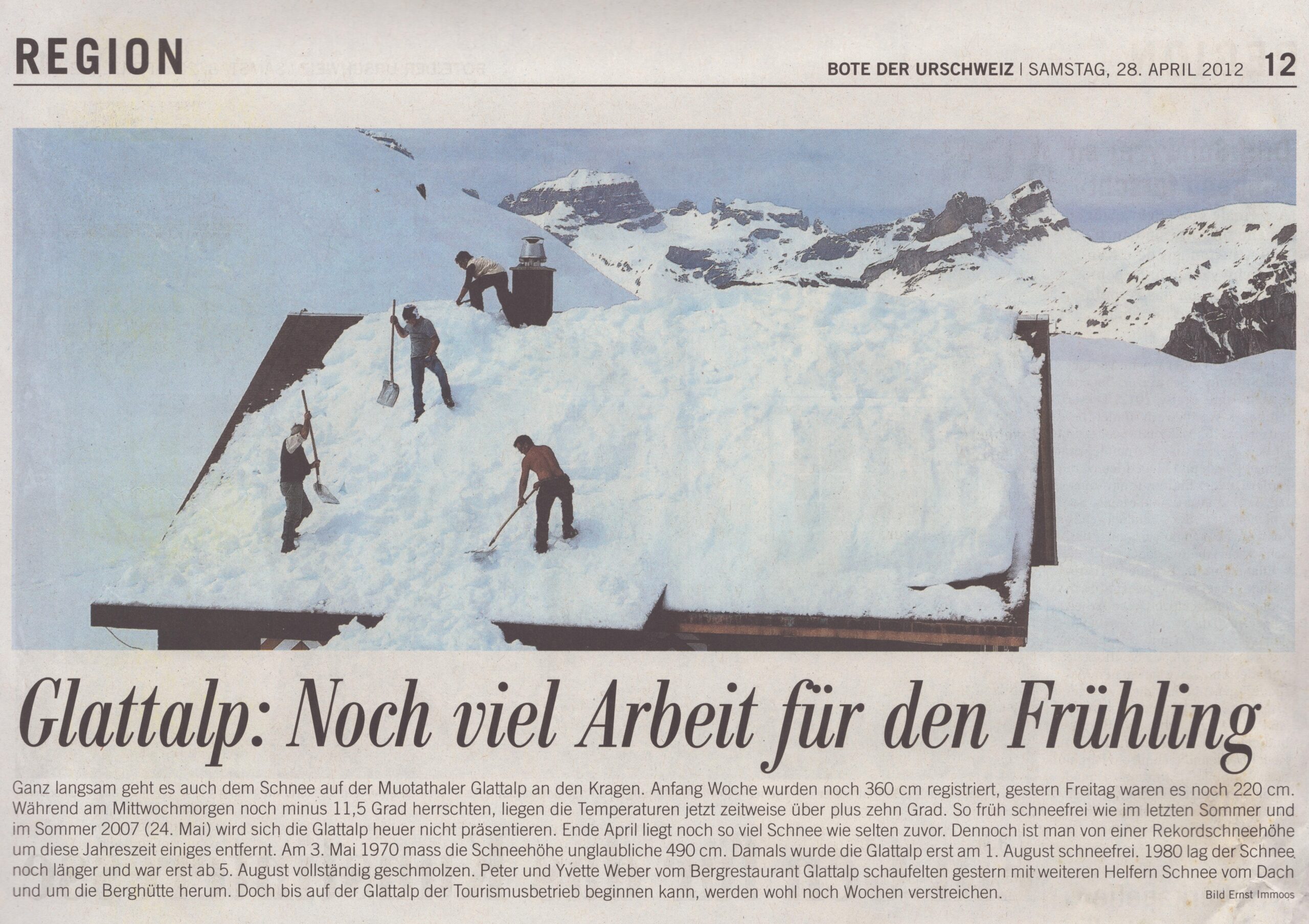 Schnee auf Glattalp
Ernst Immoos, Bote der Urschweiz, 2012, Ze192