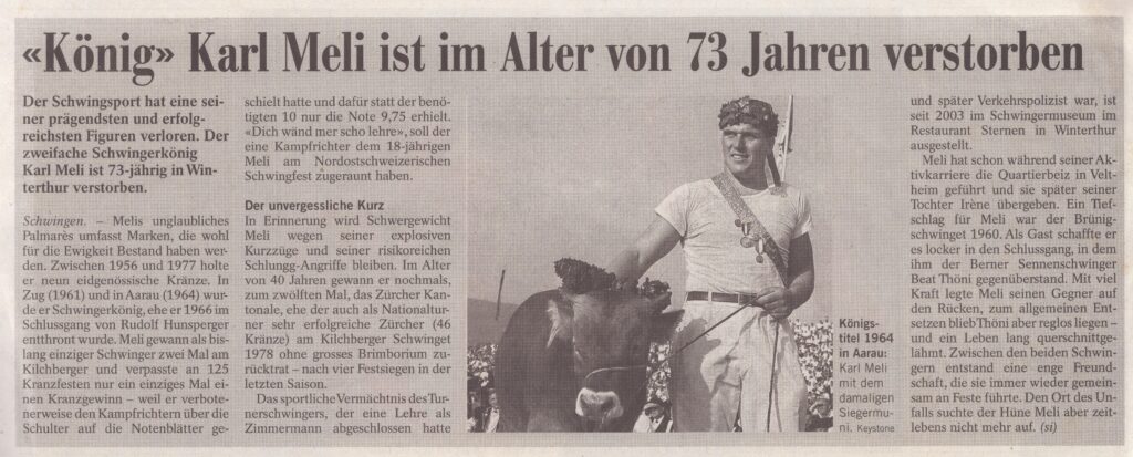 Schwingerkönig
Schwingen, Bote der Urschweiz, Jahr nicht bekannt, Ze197