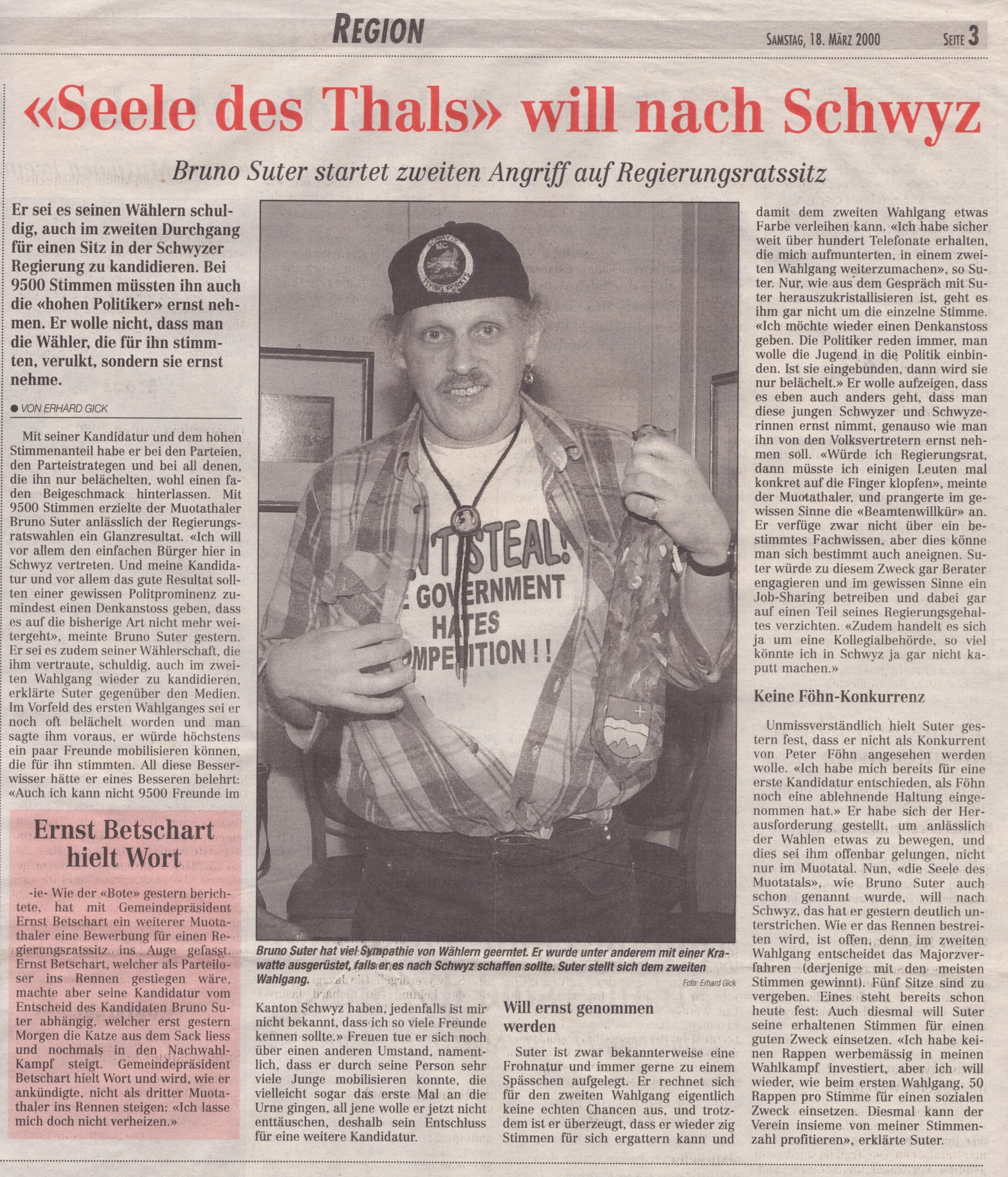 Bruno Suter
Erhard Gick, Bote der Urschweiz, 2000, Ze203