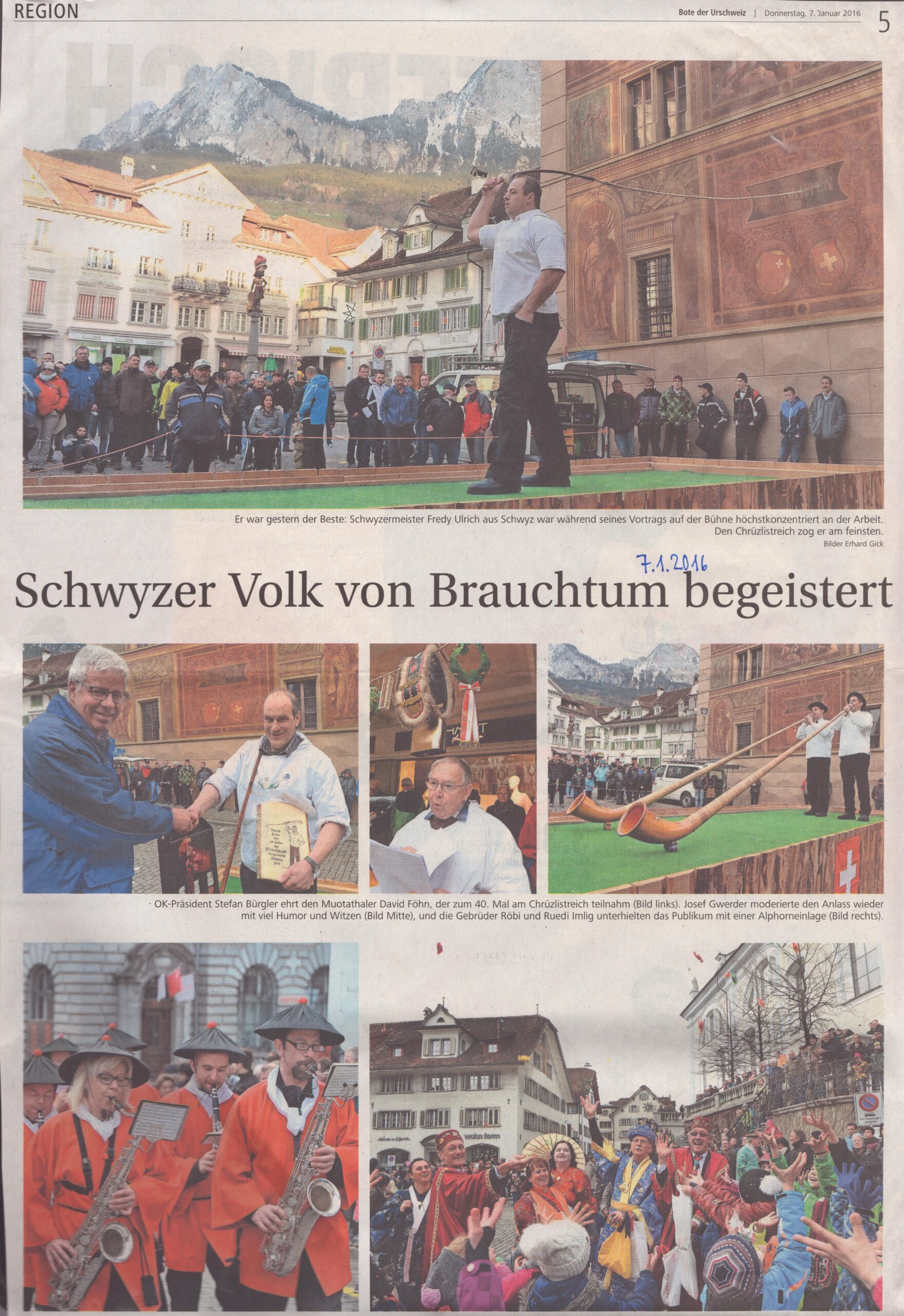 Dreikönigen Schwyz
Erhard Gick, Bote der Urschweiz, 2016, Ze204