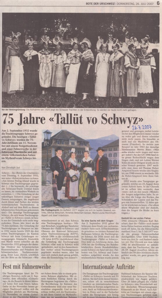 Jubiläum
Christoph Jud, Bote der Urschweiz, 2007, Ze207