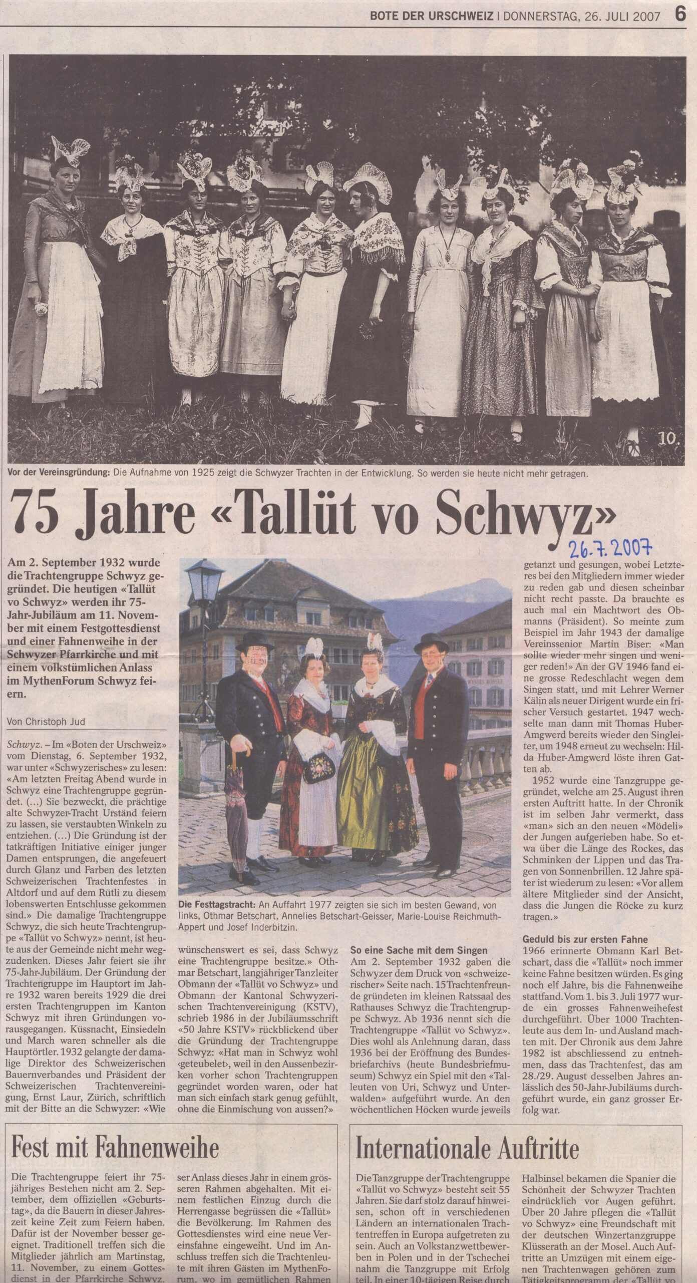 Jubiläum
Christoph Jud, Bote der Urschweiz, 2007, Ze207