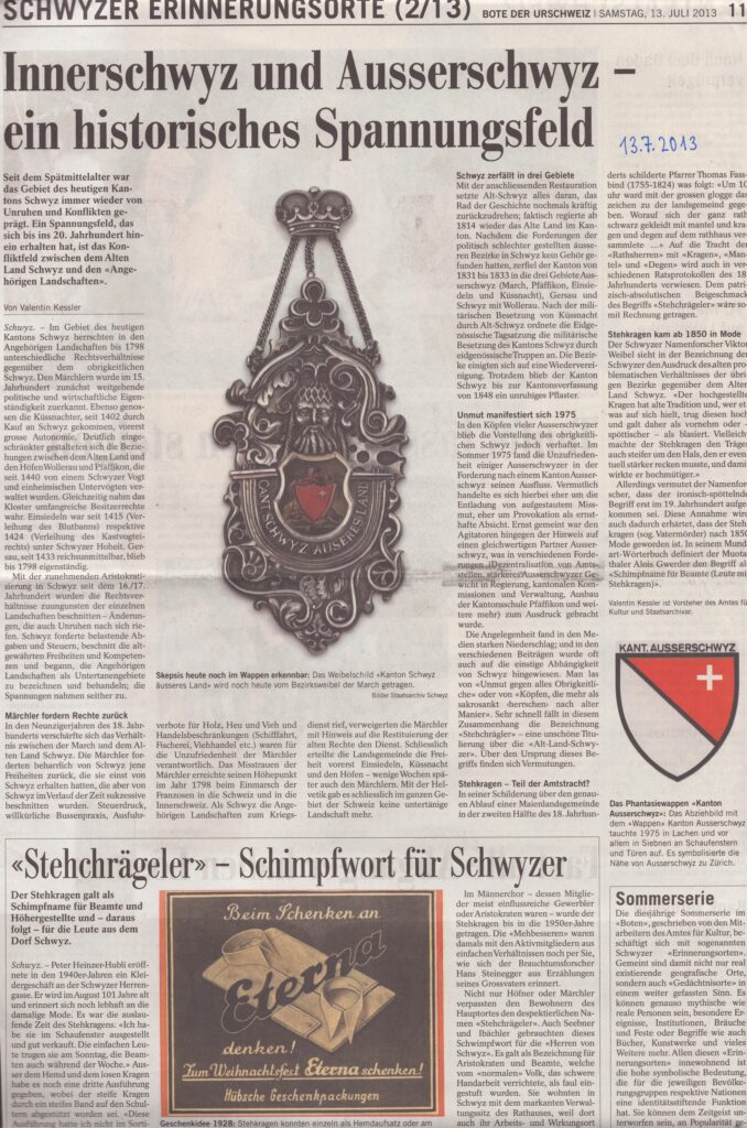 Spannungen im Kanton
Valentin Kessler, Bote der Urschweiz, 2013, Ze209