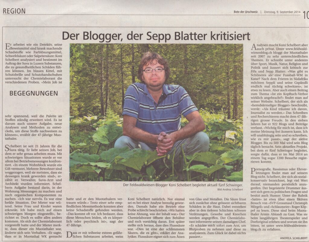 Koni Schelbert
Andrea Schelbert, Bote der Urschweiz, 2014, Ze210