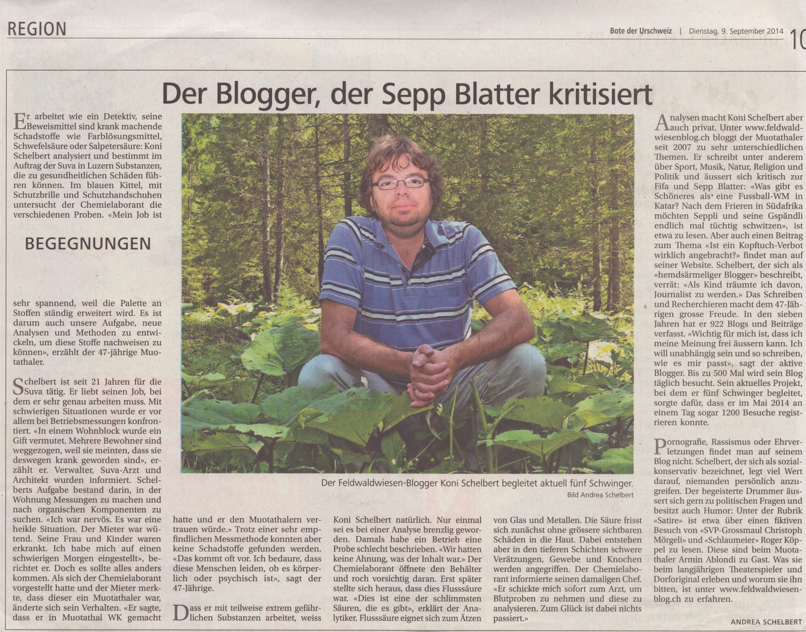 Koni Schelbert
Andrea Schelbert, Bote der Urschweiz, 2014, Ze210