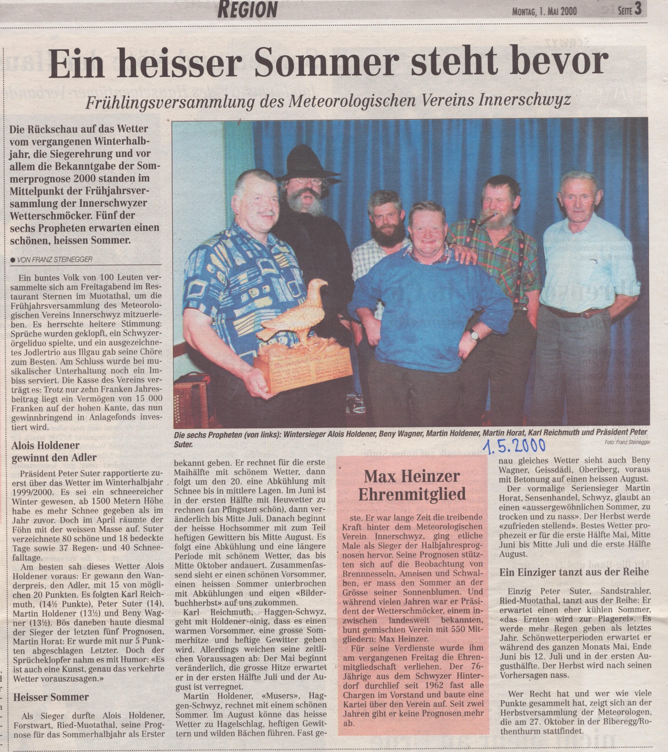 Frühlingsversammlung
Franz Steinegger, Bote der Urschweiz, 2000, Ze220