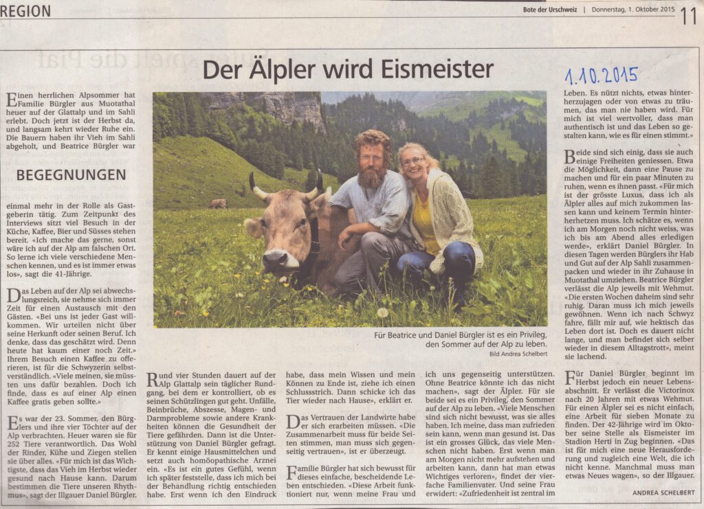 Daniel Bürgler
Andrea Schelbert, Bote der Urschweiz, 2015, Ze222