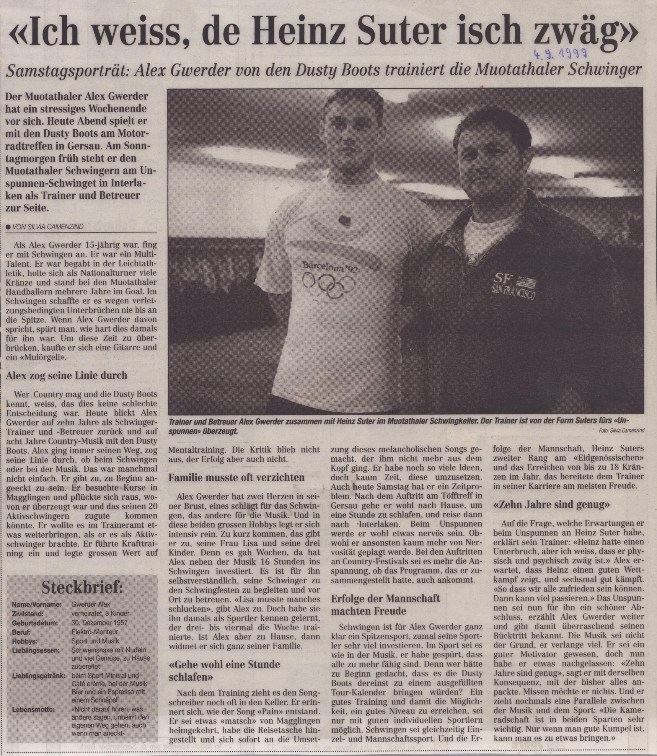 Heinz Suter
Silvia Camenzind, Bote der Urschweiz, 1999, Ze236