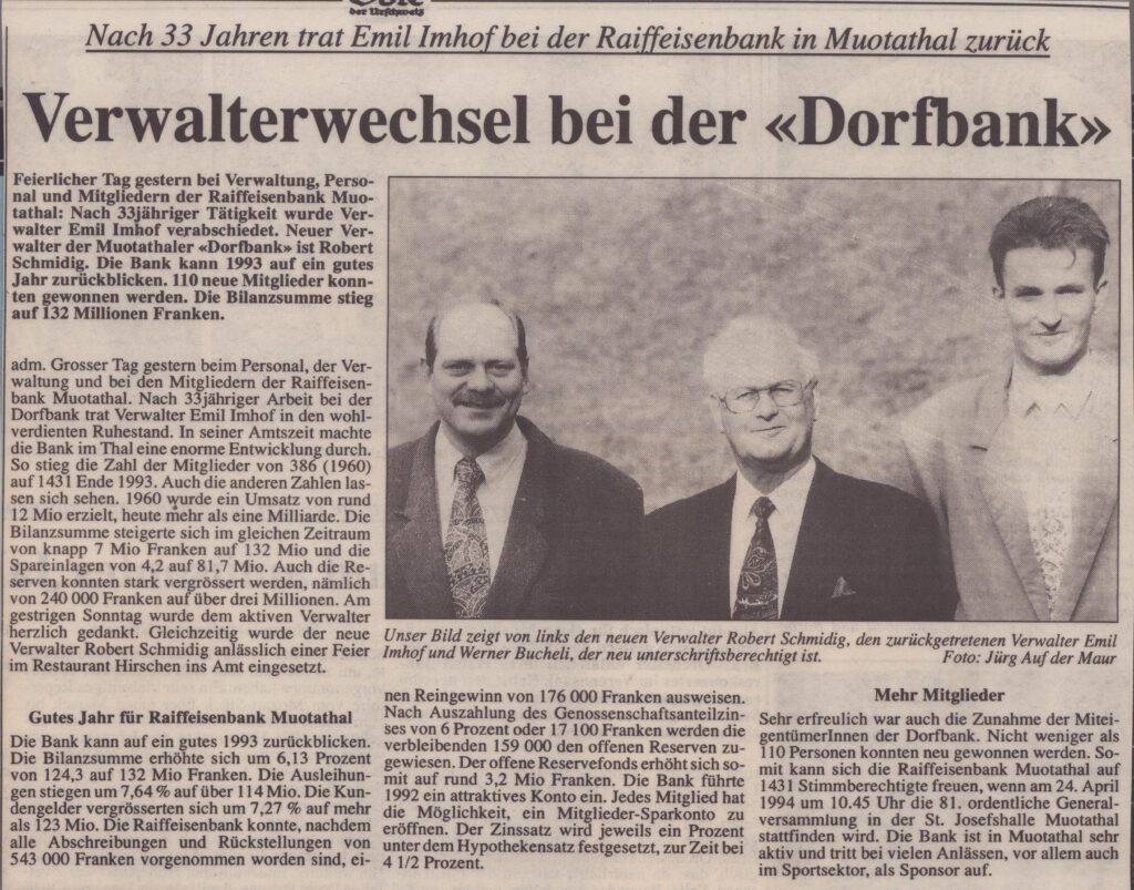 Emil Imhof
Jürg Auf der Maur, Bote der Urschweiz, 1994, Ze240