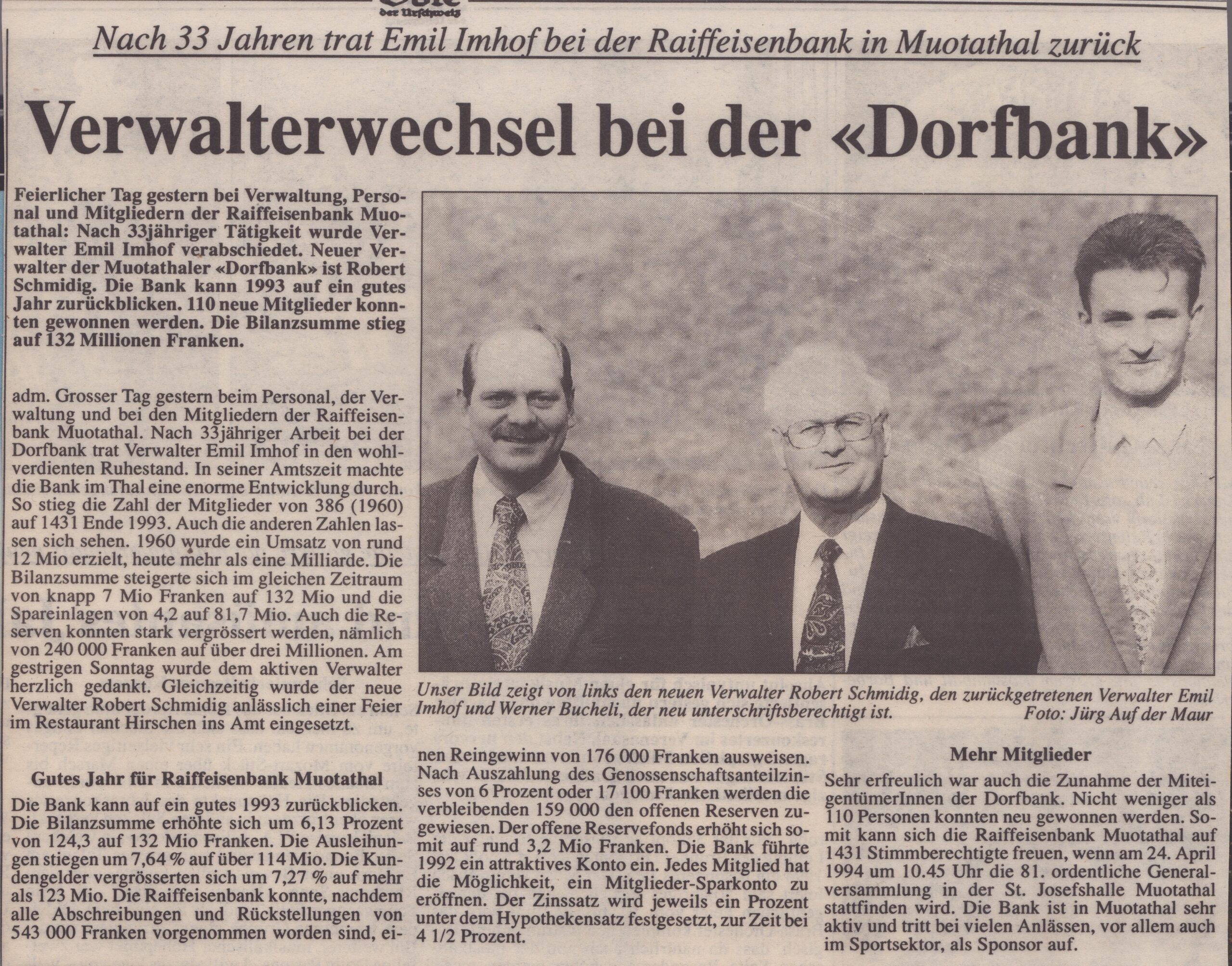 Emil Imhof
Jürg Auf der Maur, Bote der Urschweiz, 1994, Ze240