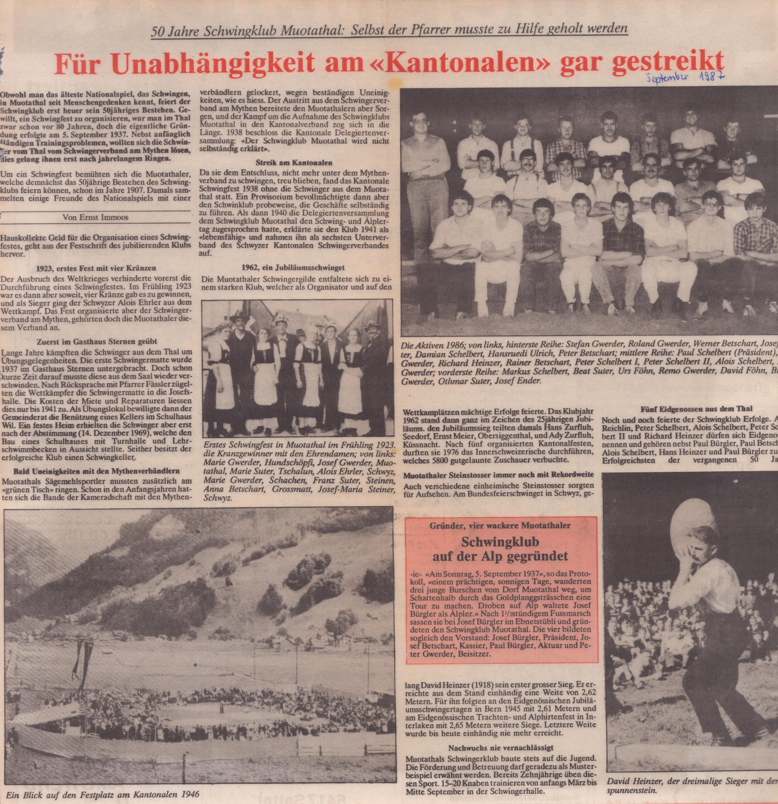 Jubiläum
Ernst Immoos, Bote der Urschweiz, 1987, Ze241