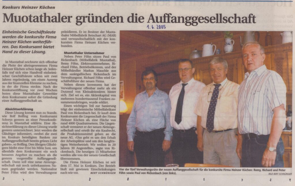 Küchenfabrik Heinzer
Bert Schnüriger, Schwyzer Zeitung, 2005,
Ze245