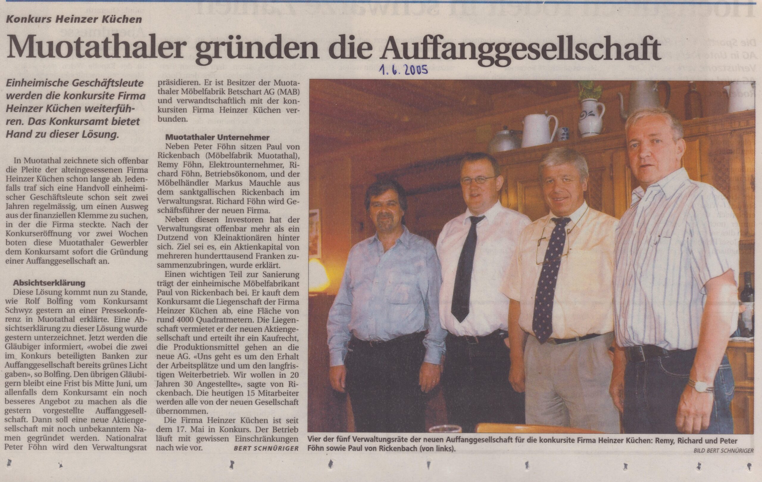 Küchenfabrik Heinzer
Bert Schnüriger, Schwyzer Zeitung, 2005, 
Ze245