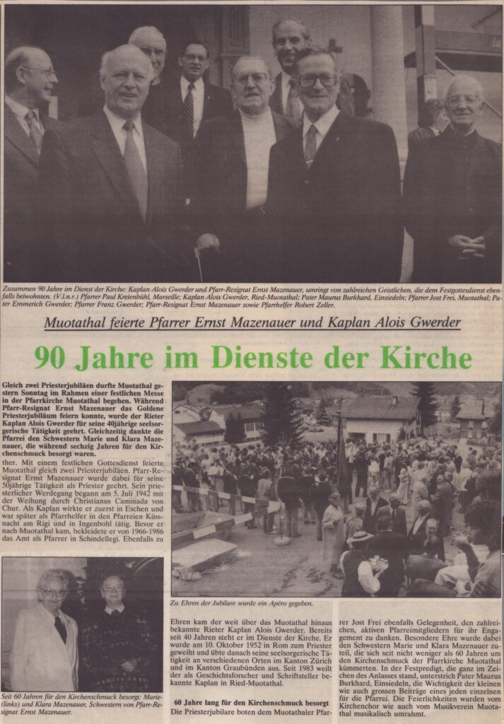 Jubiläen
ther, Bote der Urschweiz, 1992, Ze246