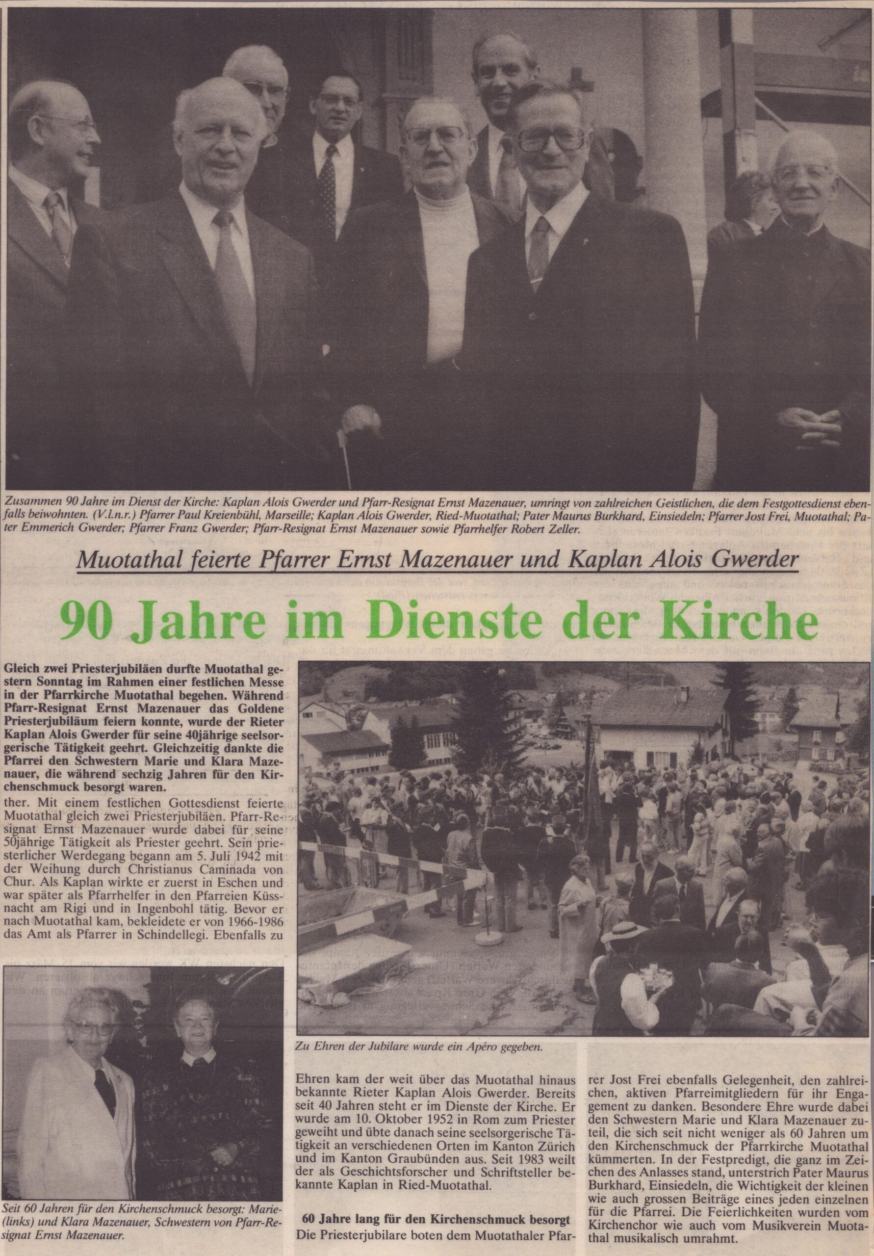 Jubiläen
ther, Bote der Urschweiz, 1992, Ze246