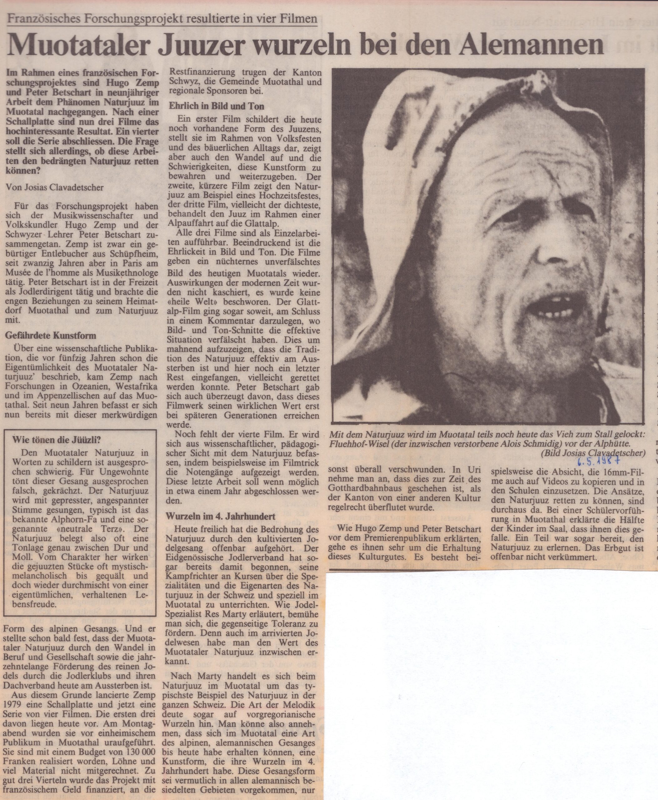 Fluehhof-Wisel
Josias Clavadetscher, Bote der Urschweiz, 1987, Ze249