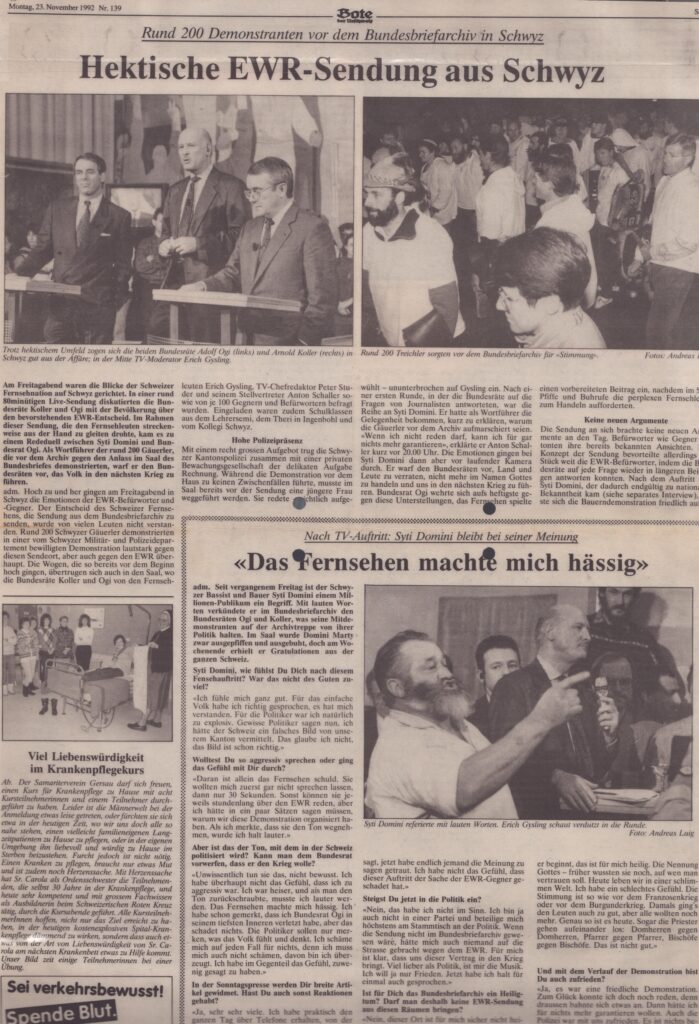 Syti Dominis Auftritt
Andreas Luig, Bote der Urschweiz, 1992, Ze250