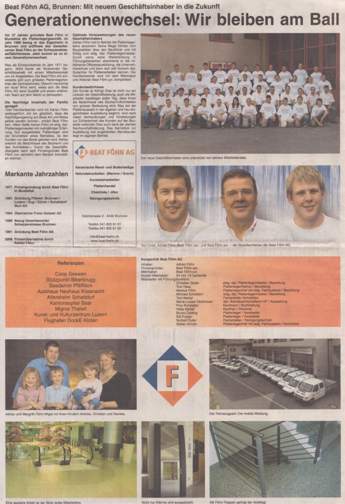 Beat, Beat, Adi Föhn
Publireport, Bote der Urschweiz, 2008, Ze253