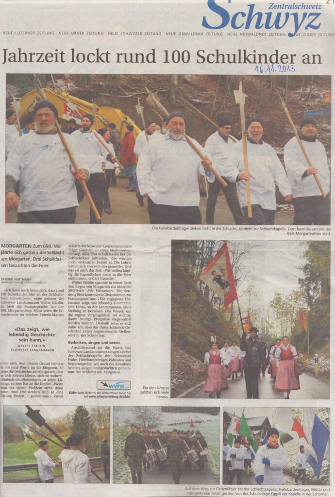 Morgartenfeier
Sandro Portmann, Schwyzer Zeitung, 2013, Ze259