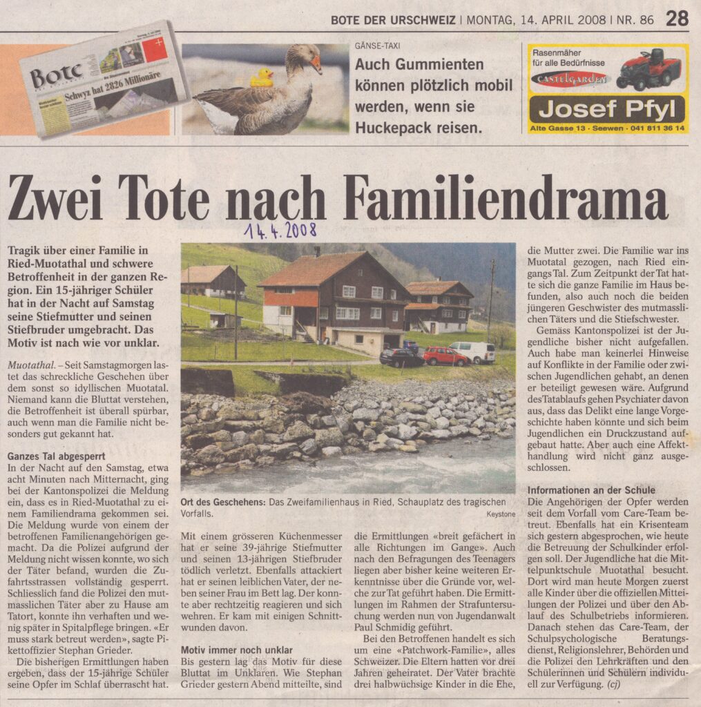 Ried
Josias Clavadetscher, Bote der Urschweiz, 2008, Ze262