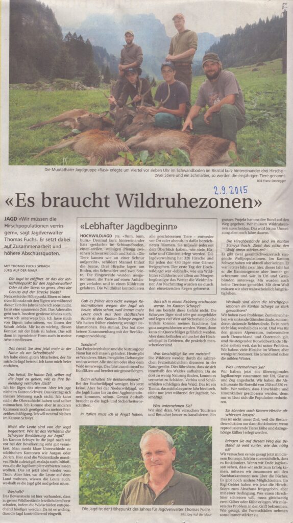 Jagdverwalter
Jürg Auf der Maur, Bote der Urschweiz, 2015, Ze263