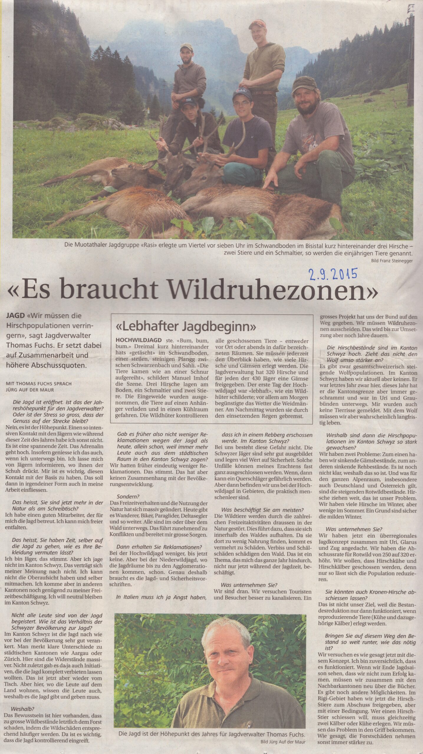 Jagdverwalter
Jürg Auf der Maur, Bote der Urschweiz, 2015, Ze263