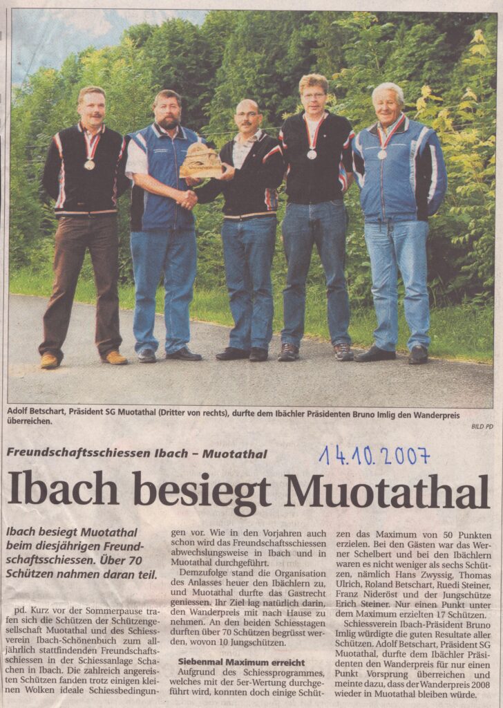 Freundschaftsschiessen
pd, Schwyzer Zeitung, 2007, Ze264