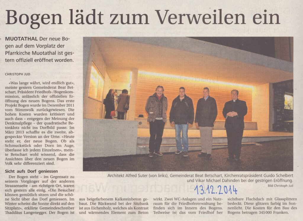 WC Raum
Christoph Jud, Bote der Urschweiz, 2014, Ze265