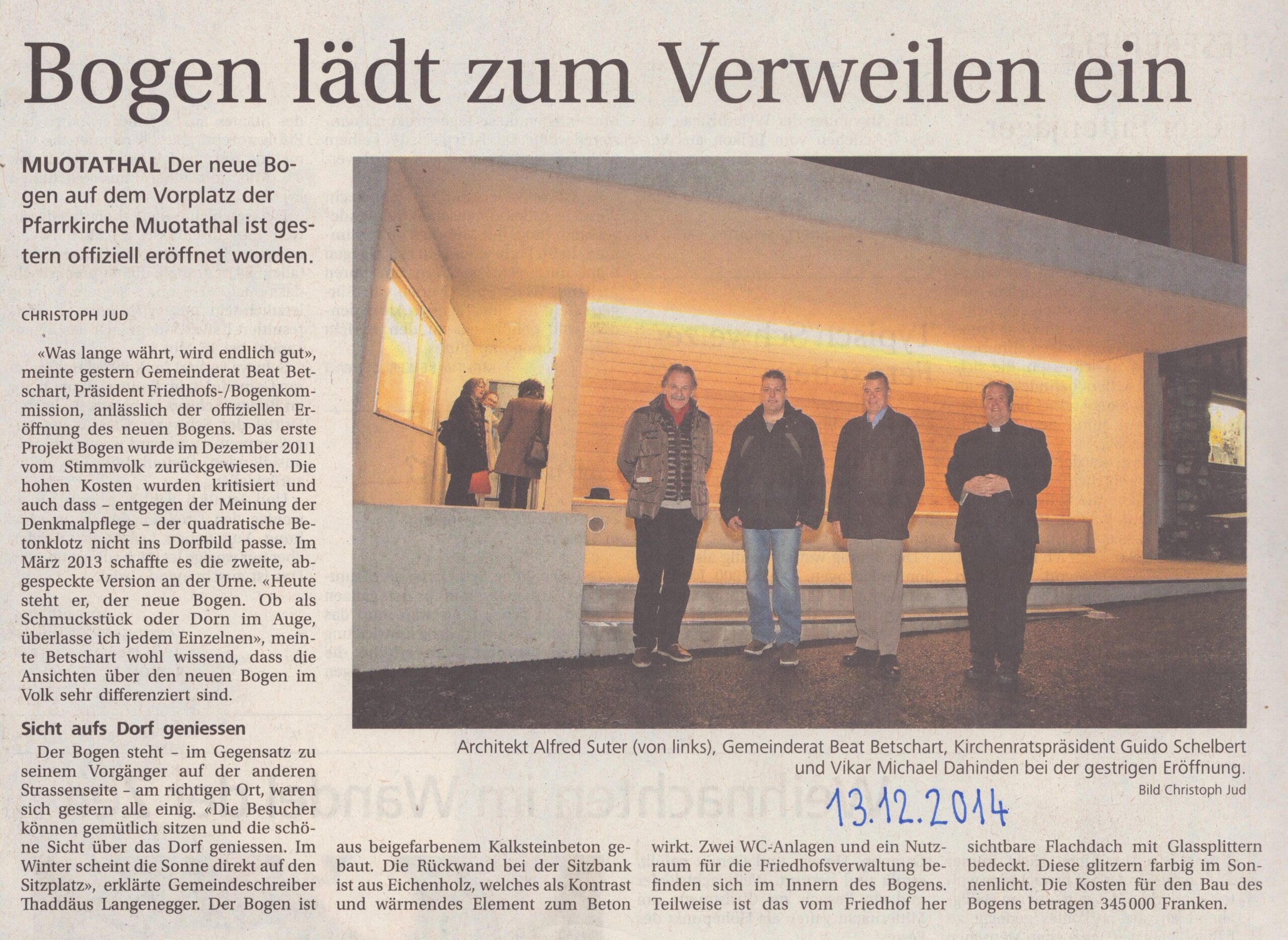 WC Raum
Christoph Jud, Bote der Urschweiz, 2014, Ze265