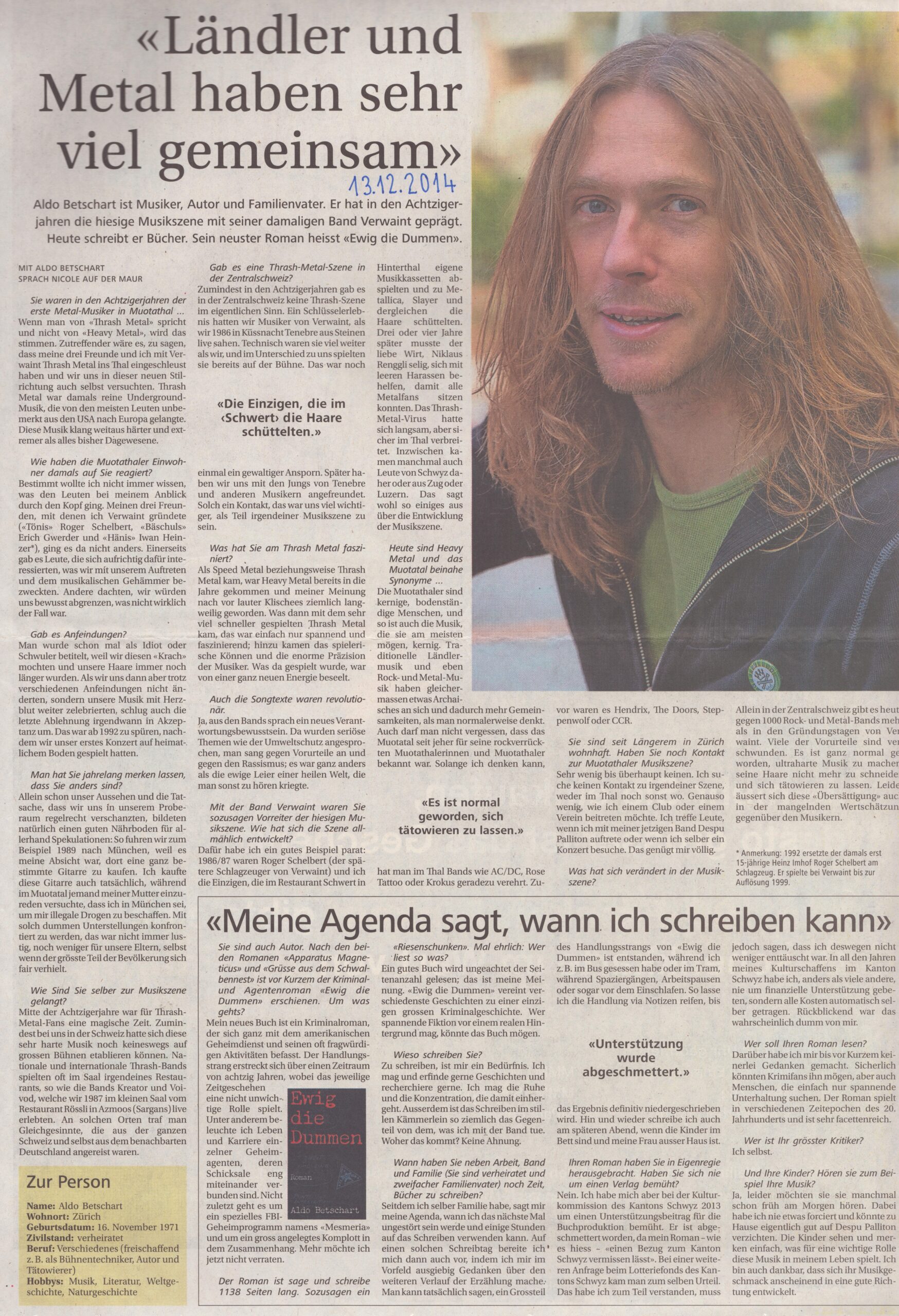 Aldo Betschart
Nicole Auf der Maur, Bote der Urschweiz, 2014, Ze268